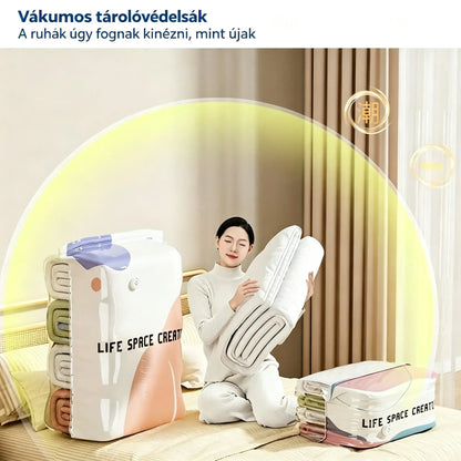 👕📦 [5 részes készlet mindössze 9 300 Ft-ért] Kompressziós ruhatároló zsákok; nem igényel porszívózást, megerősített kialakítás.