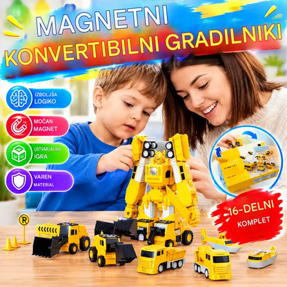 🤖 [Komplet 16 kosov] Magnetni gradniki, ki se preoblikujejo – poučna igrača